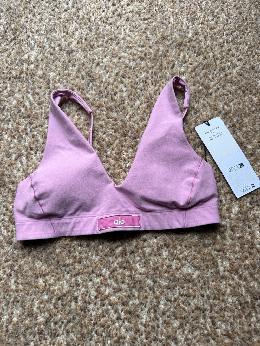 Alo Yoga Alosoft Sincere Bra candy heart pink size small sold out online